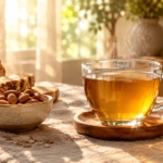 Sunlit Tea, Bread, and Almonds